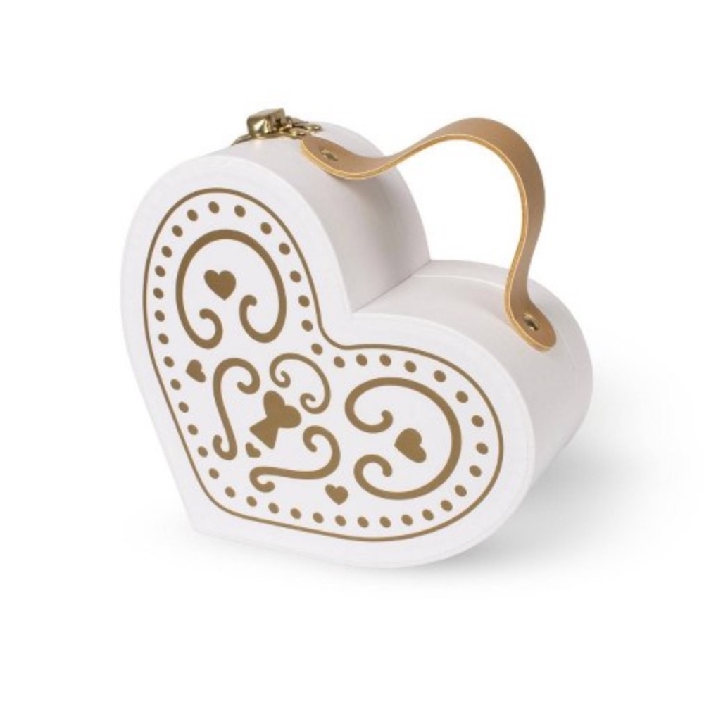 3 for $15 SALE Target Bullseye Playground White Heart-Shaped Box w/ Gold Accents